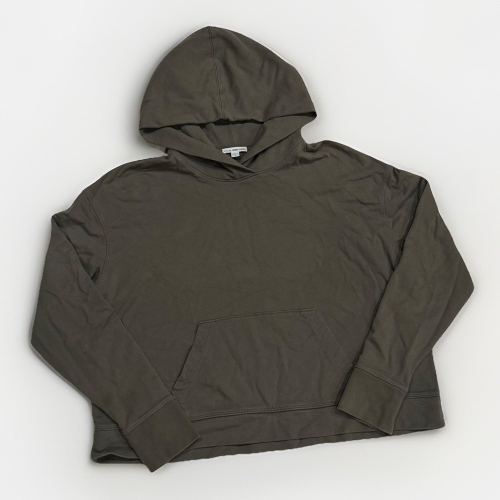 Standard James Perse‎ Relaxed Cropped Hoodie Womens 3 Kangaroo Pocket Pullover
